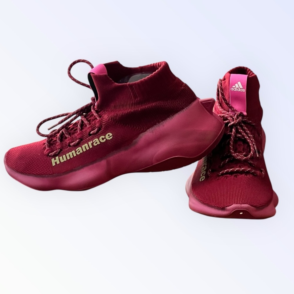 Adidas Pharrell Williams Humanrace Burgundy Knit Sneakers Men's Size 12 GW4879 - Picture 8 of 16